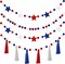 4 Pack 26.3 Feet Patriotic Stars Banner Tassel Pom Pom Red Blue White Star Garland for 4th of July Independence Day Patriotic Veterans Party Memorial Day Birthday Hanging Decorations
